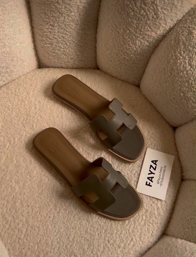 Hermes Oran Sandal Flat Olive