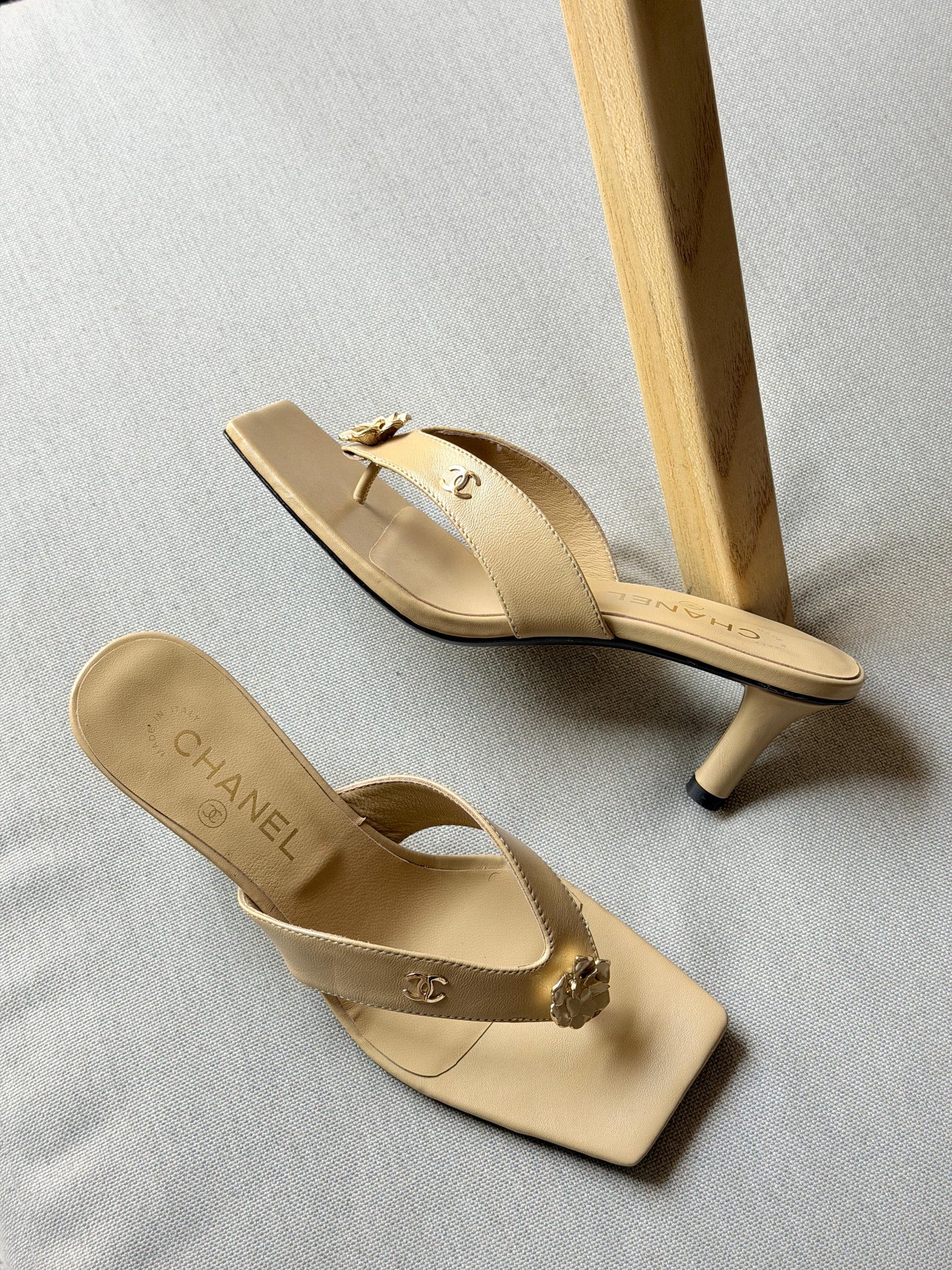 Chanel Beige Mule Heels