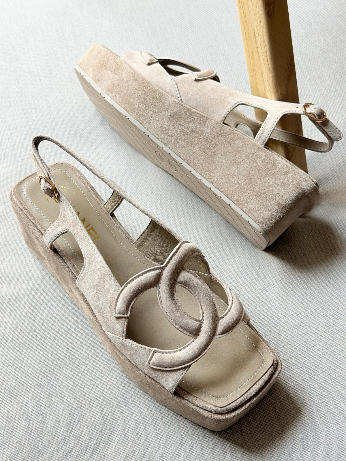 Chanel Slingback Suede Sandal