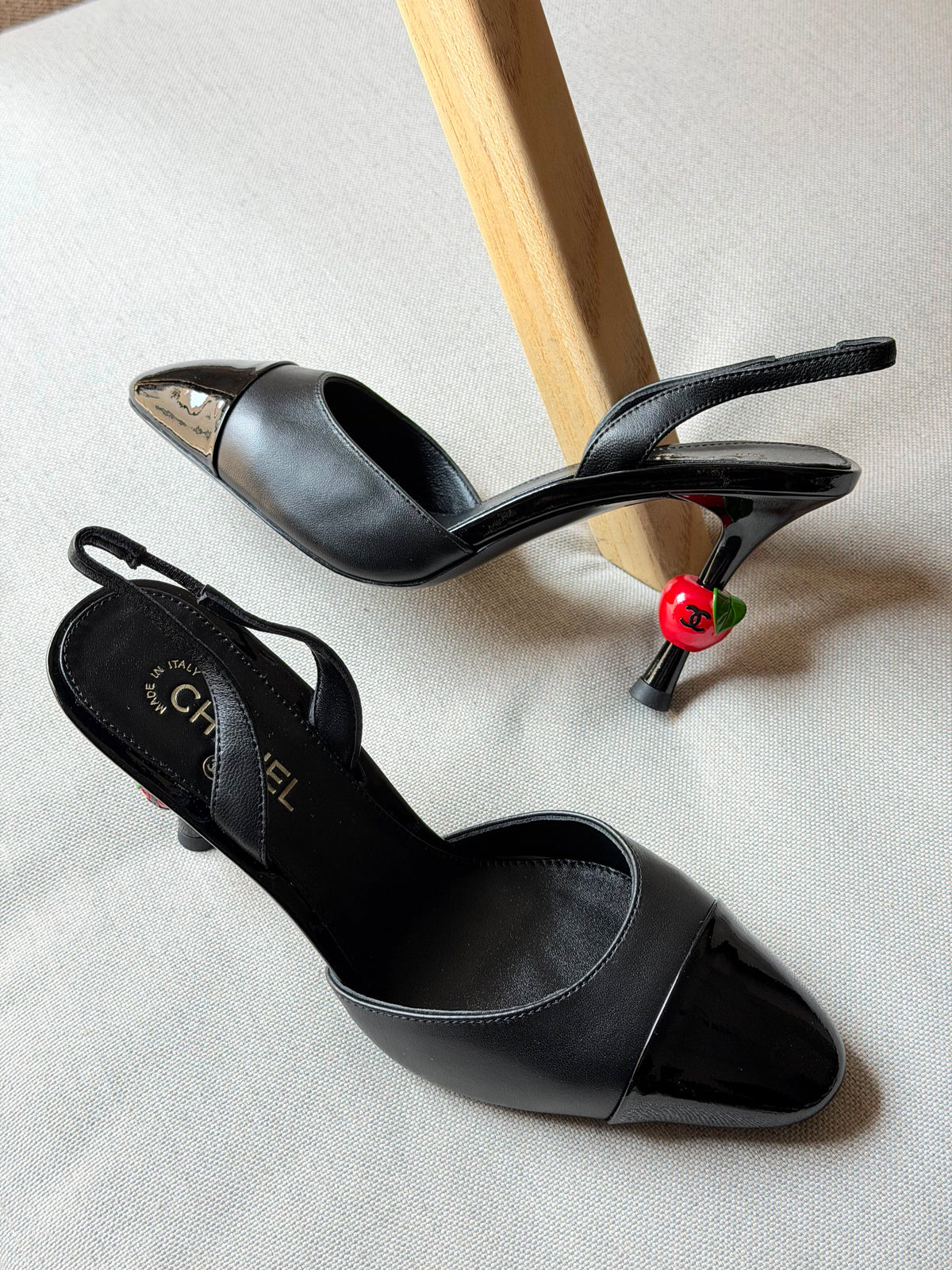 Chanel Calfskin Slingback Heels Black