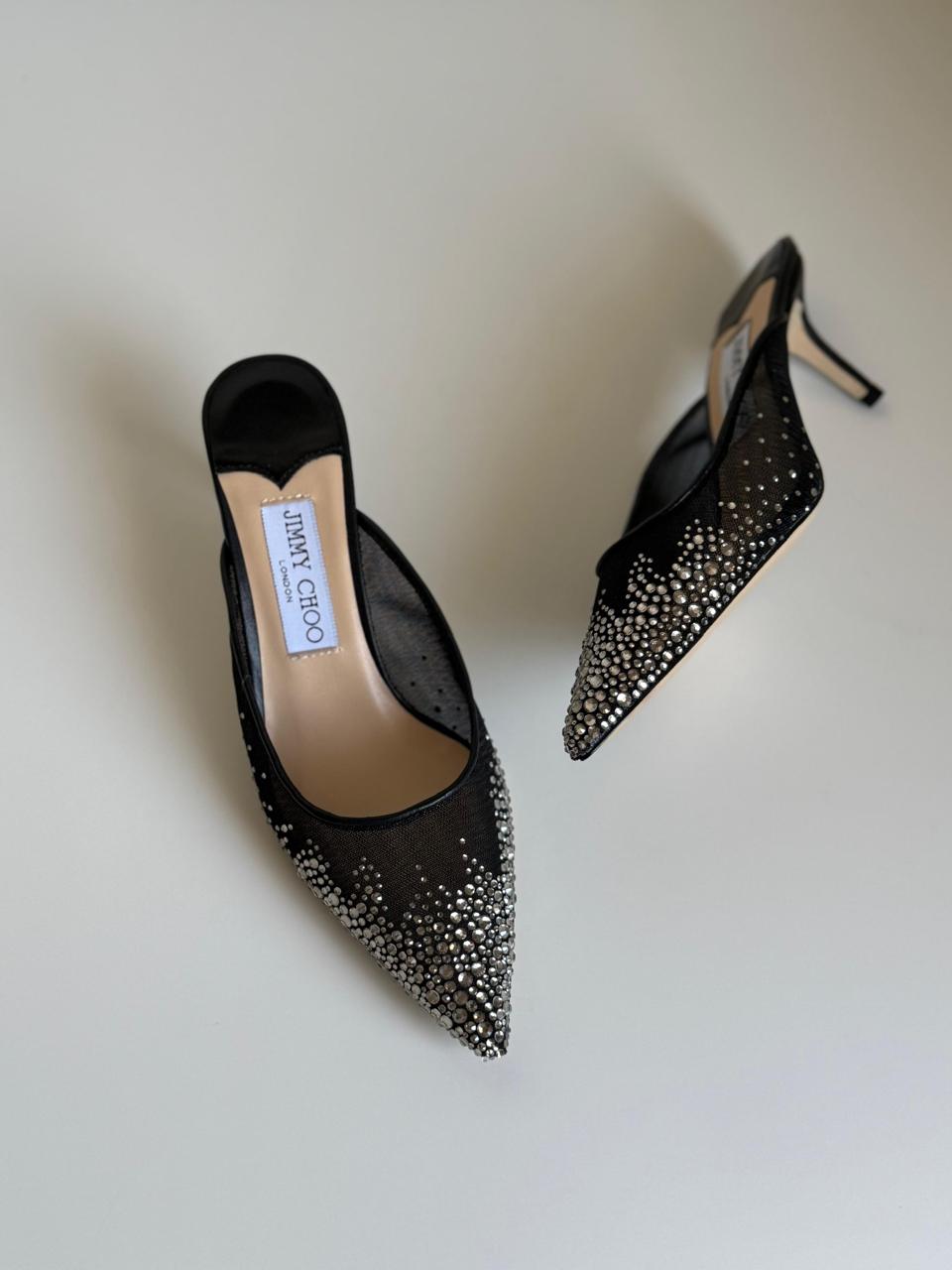 Jimmy Choo Crystal Satin Mules