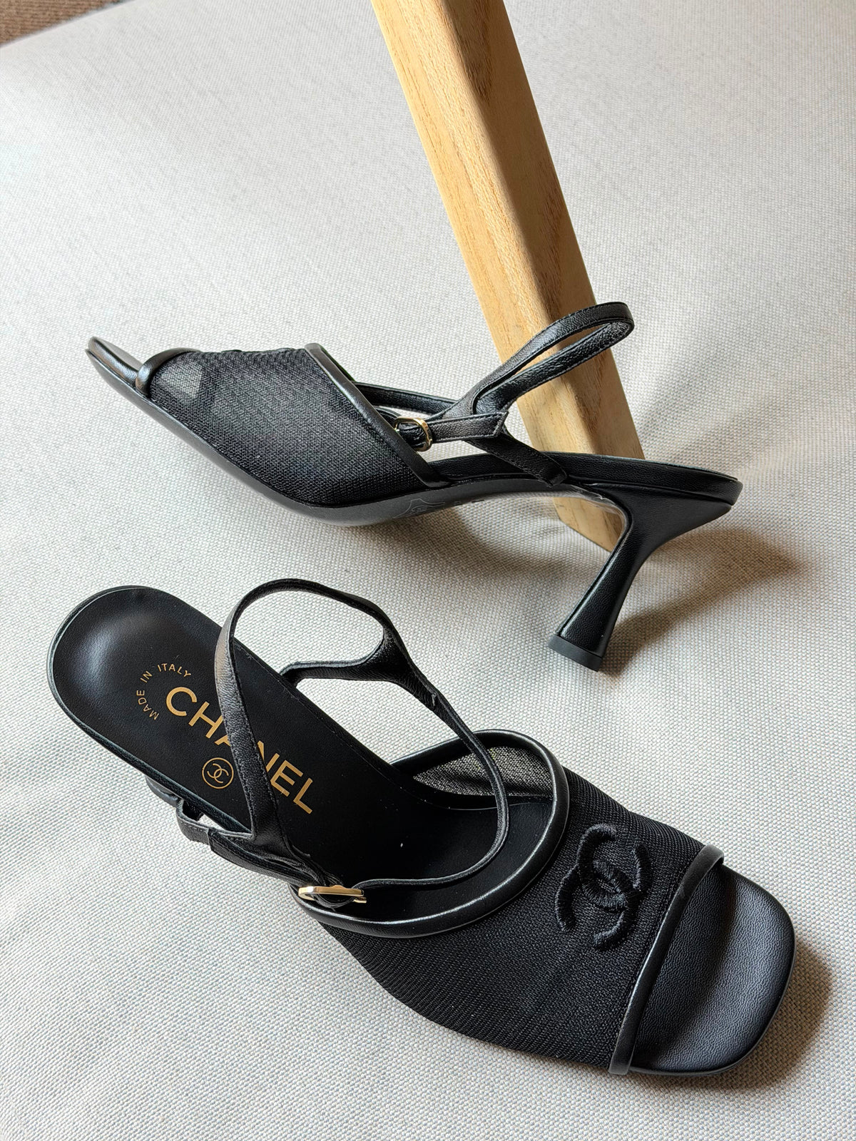 Chanel Heels Open From Front With Net