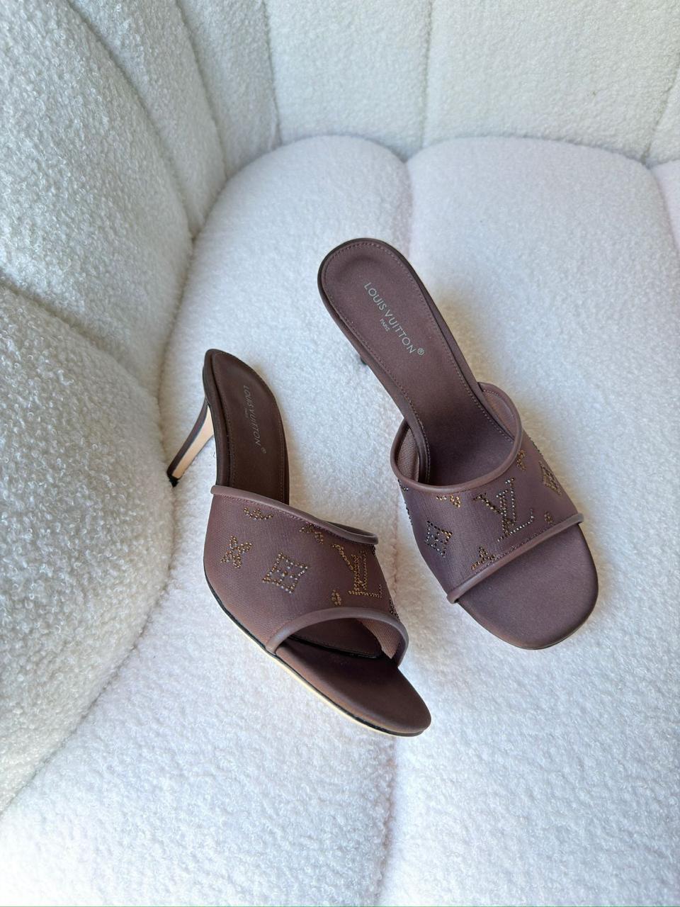 Open-Toe Heeled Mule With Decorative Crystal Detailing