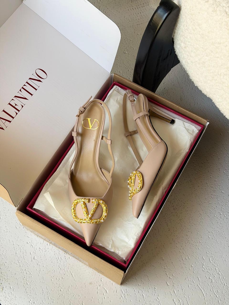 Valentine Garavani VLogo Slingback With Crystal Embellishment