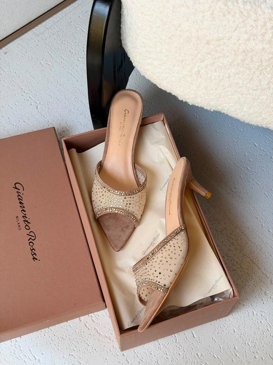 Gianvito Rossi Crystal-Embellished Mules