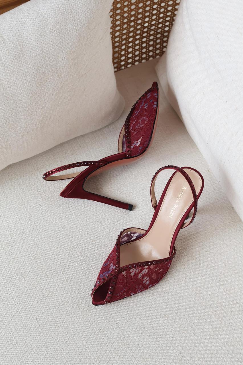 Andrea wazen Katy Heels in Lace & Satin