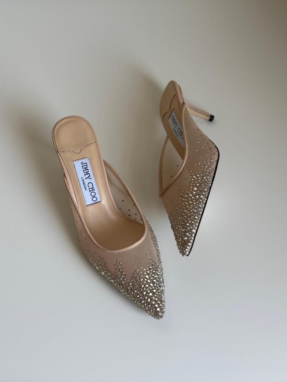 Jimmy Choo Crystal Satin Mules