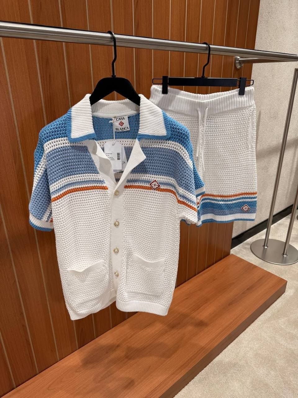 Casablanca Blue/Orange Stripe Knit Polo Set