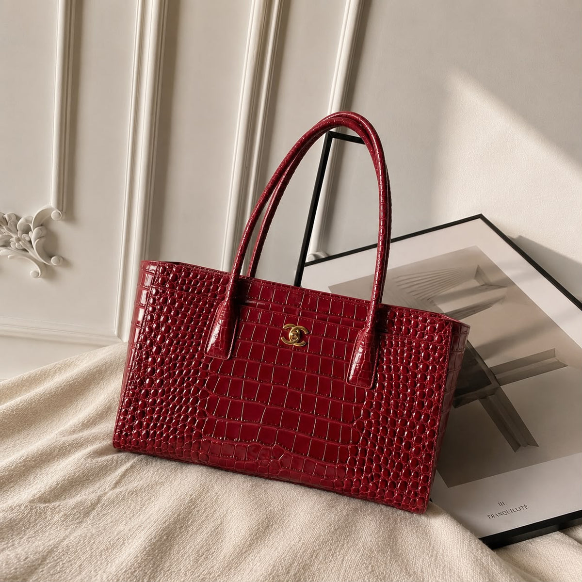 Chanel Small Tote Crocodile Embossed Calfskin Leather