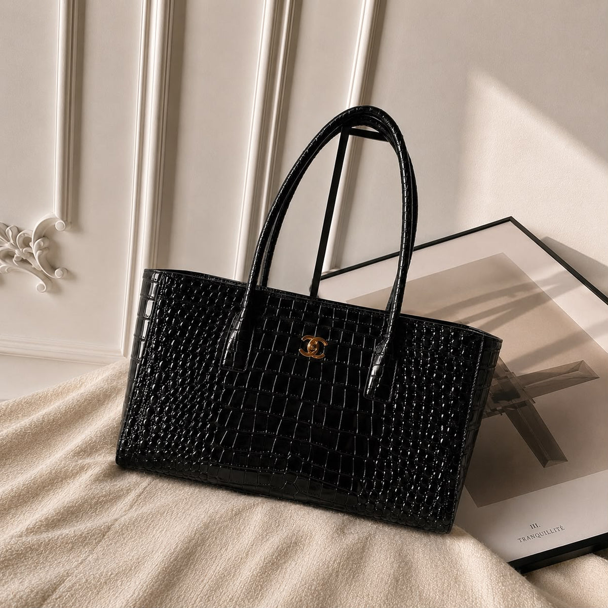 Chanel Small Tote In Crocodile Embossed Calfskin