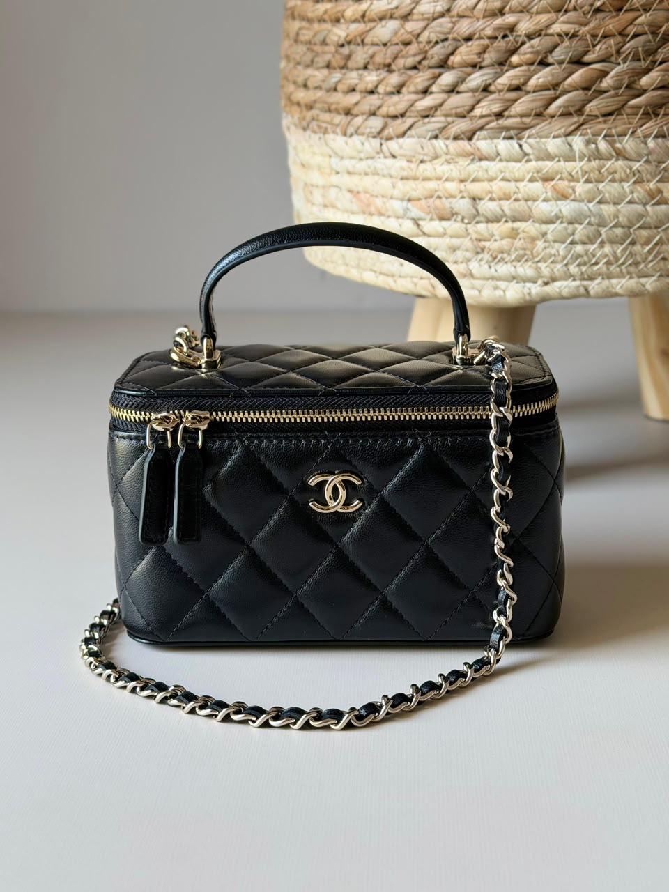 Chanel Vanity Top Handle Bag With Caviar Leather