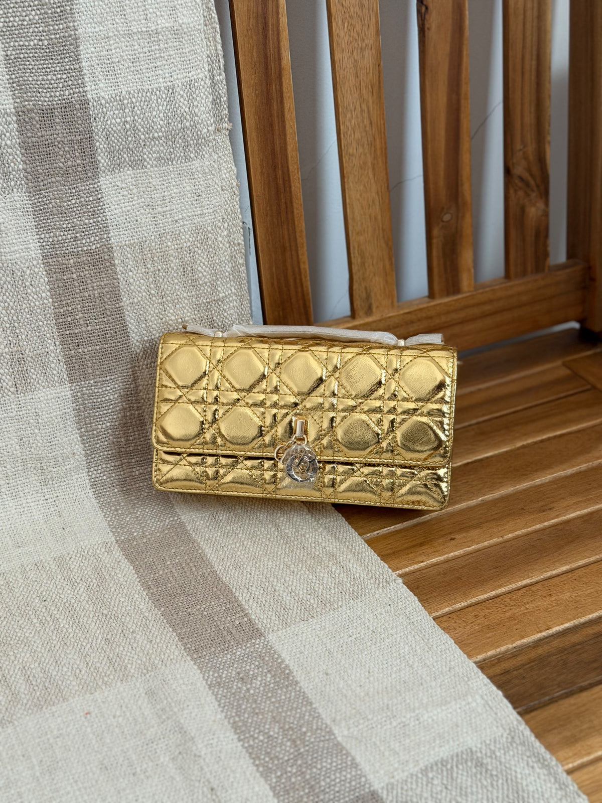 Christian Dior Shinny Gold My Dior Mini with Chain