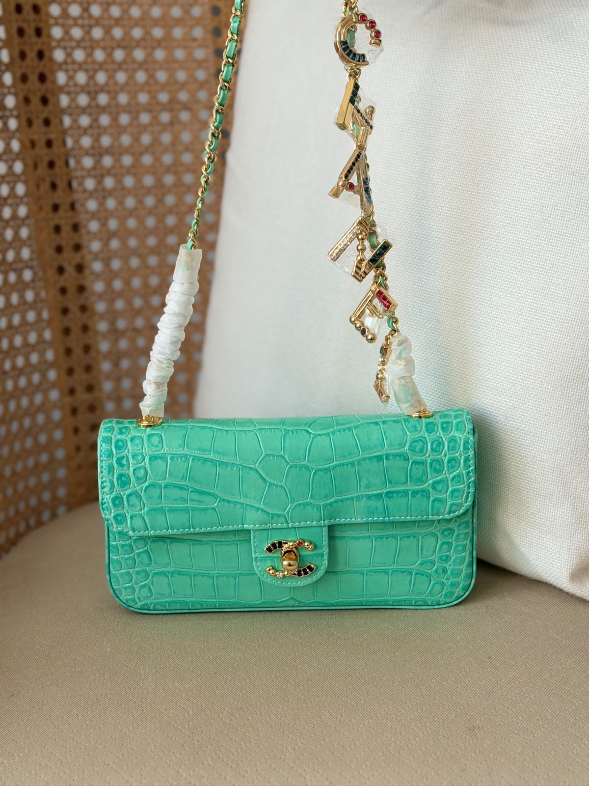 Chanel Classic In Crocodile Embossed Calfskin Leather 20 cm