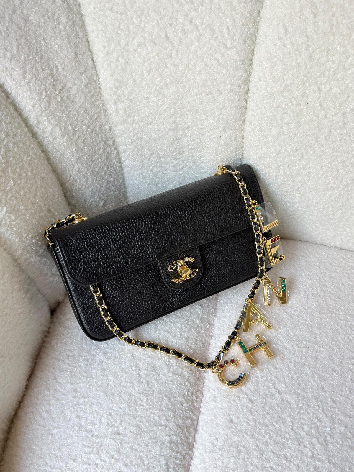 Chanel Caviar Leather With Golden Chain - 20 cm