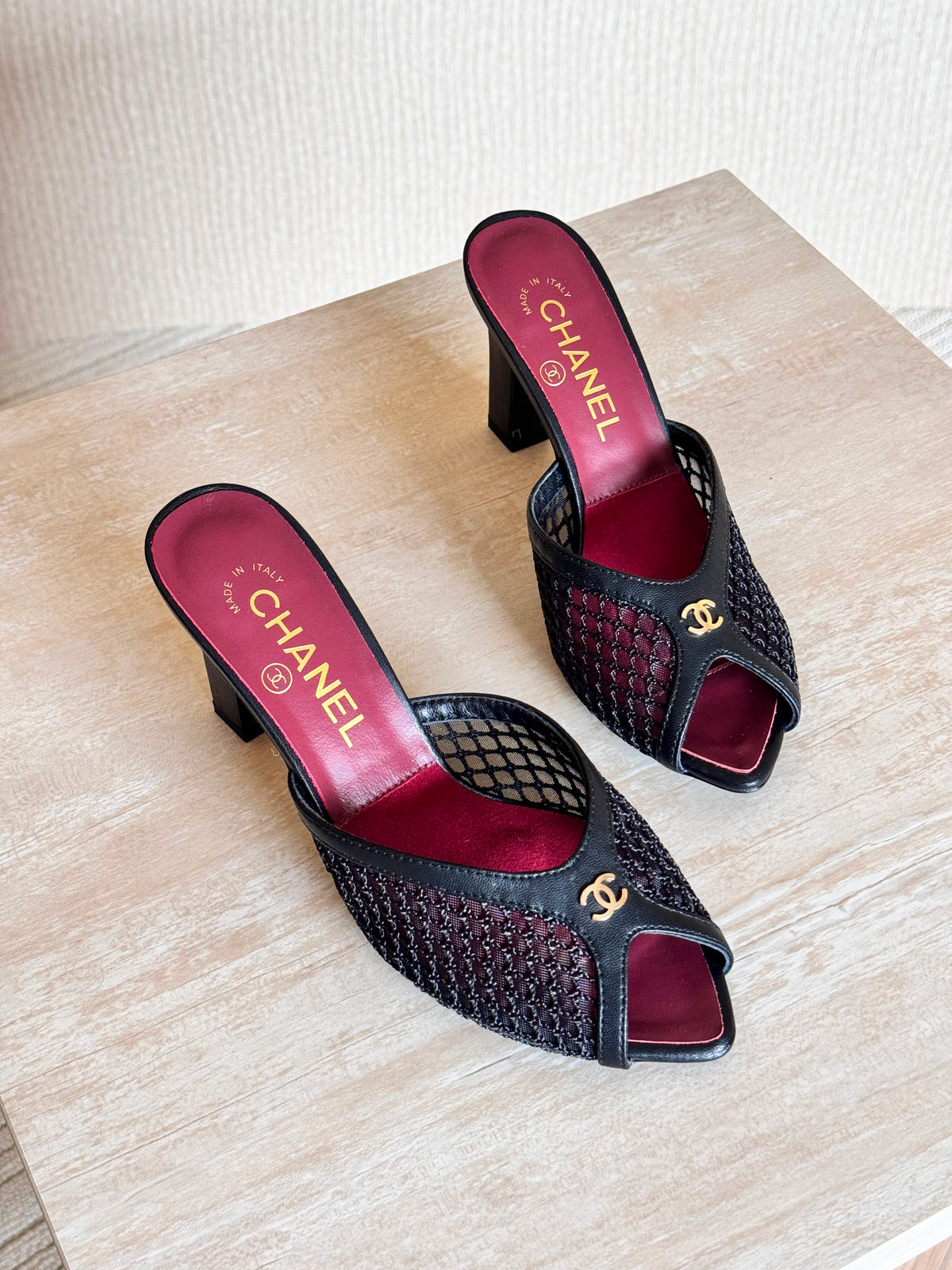 Chanel Peep-Toe Mules