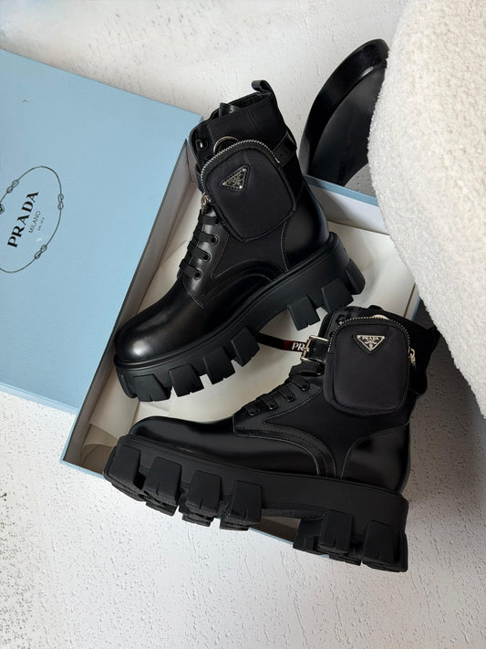 Prada Monoilith Leather Boots