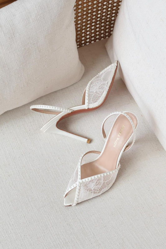 Andrea wazen Katy Heels in Lace & Satin