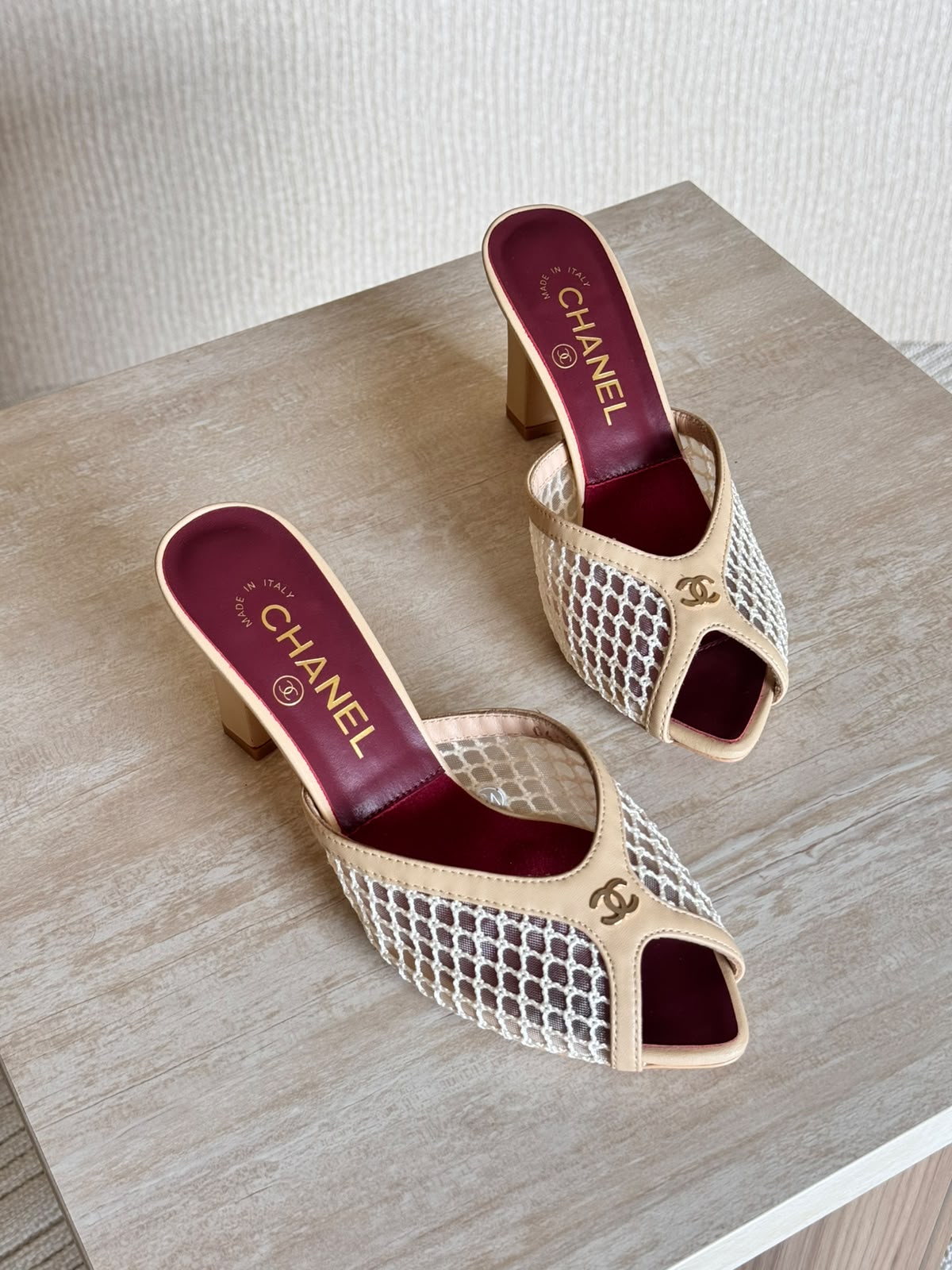 Chanel Mesh Lambskin Mules