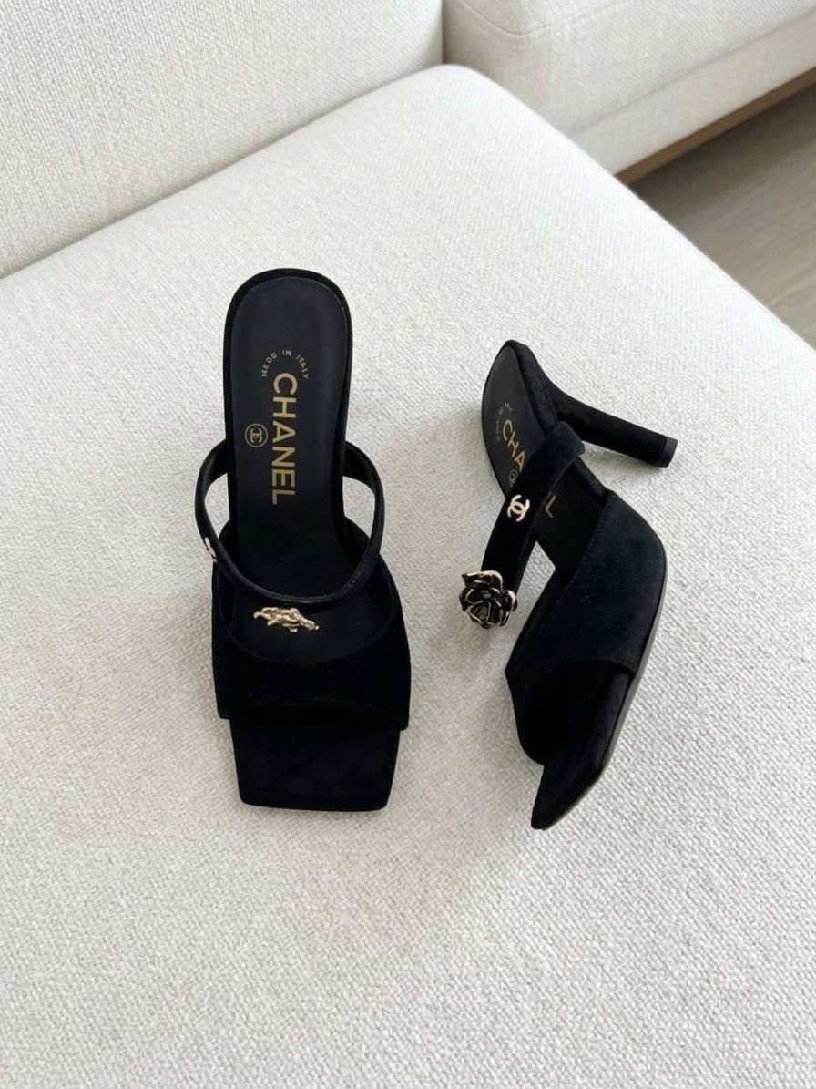 Chanel Suede Mules Heels