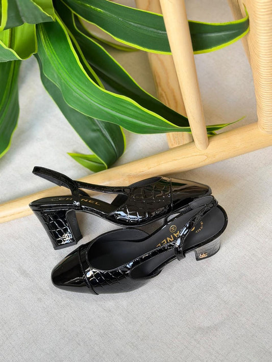 Chanel Slingback Crocodile Embossed Calfskin Sandal