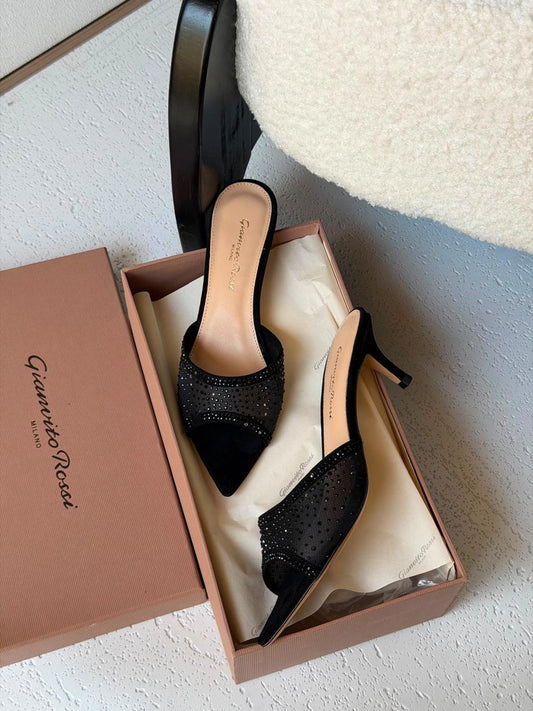 Gianvito Rossi Crystal-Embellished Mules