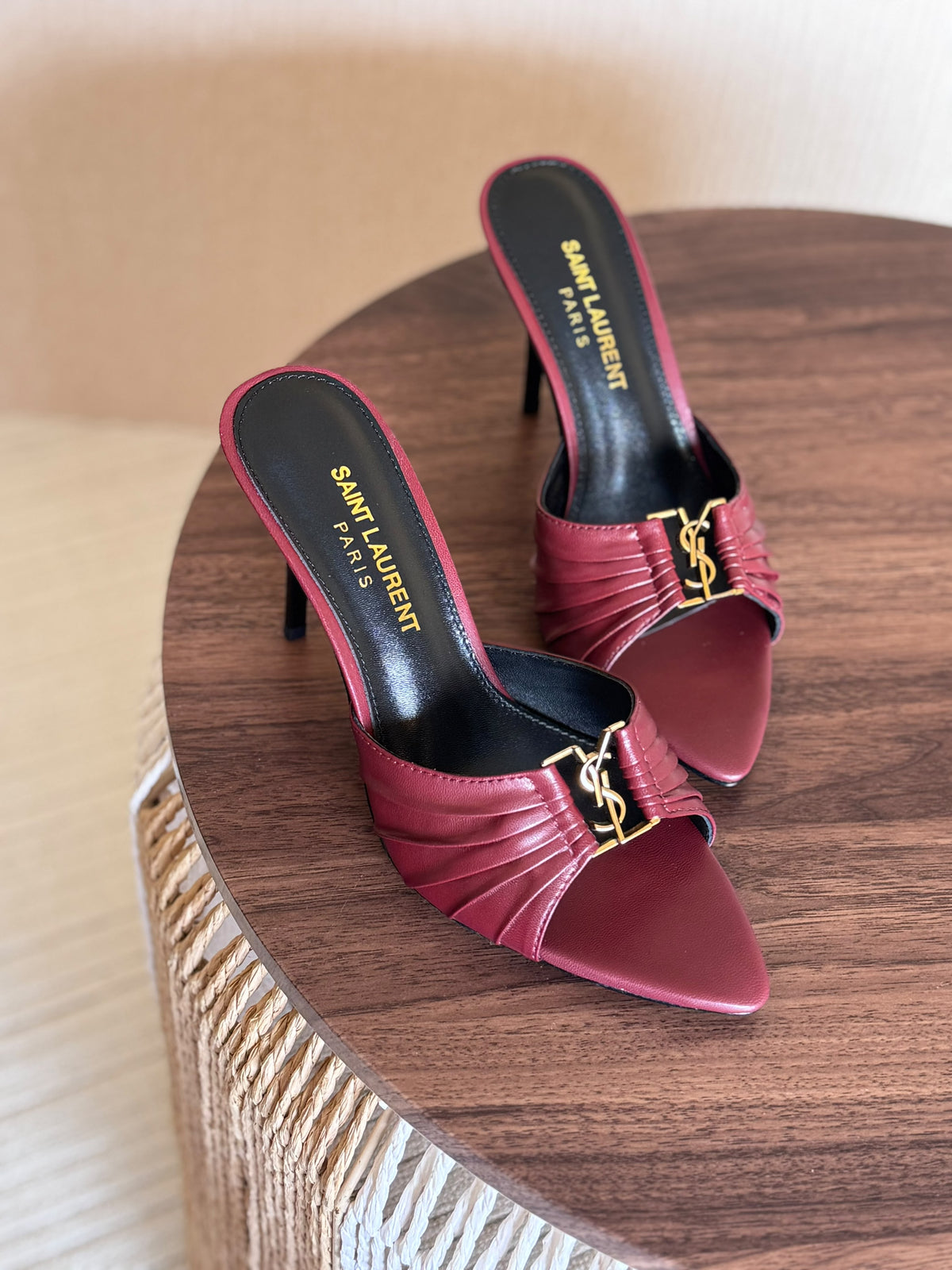 Ysl Babylone 90 Mules in Shinny Leather