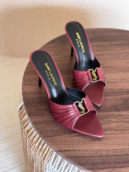 Ysl Babylone 90 Mules in Shinny Leather