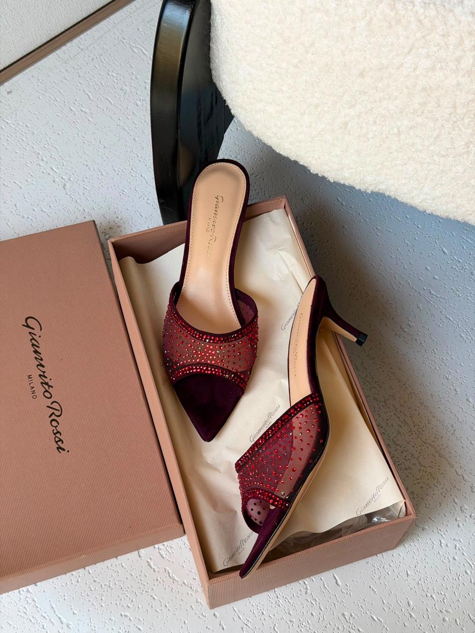 Gianvito Rossi Crystal-Embellished Mules