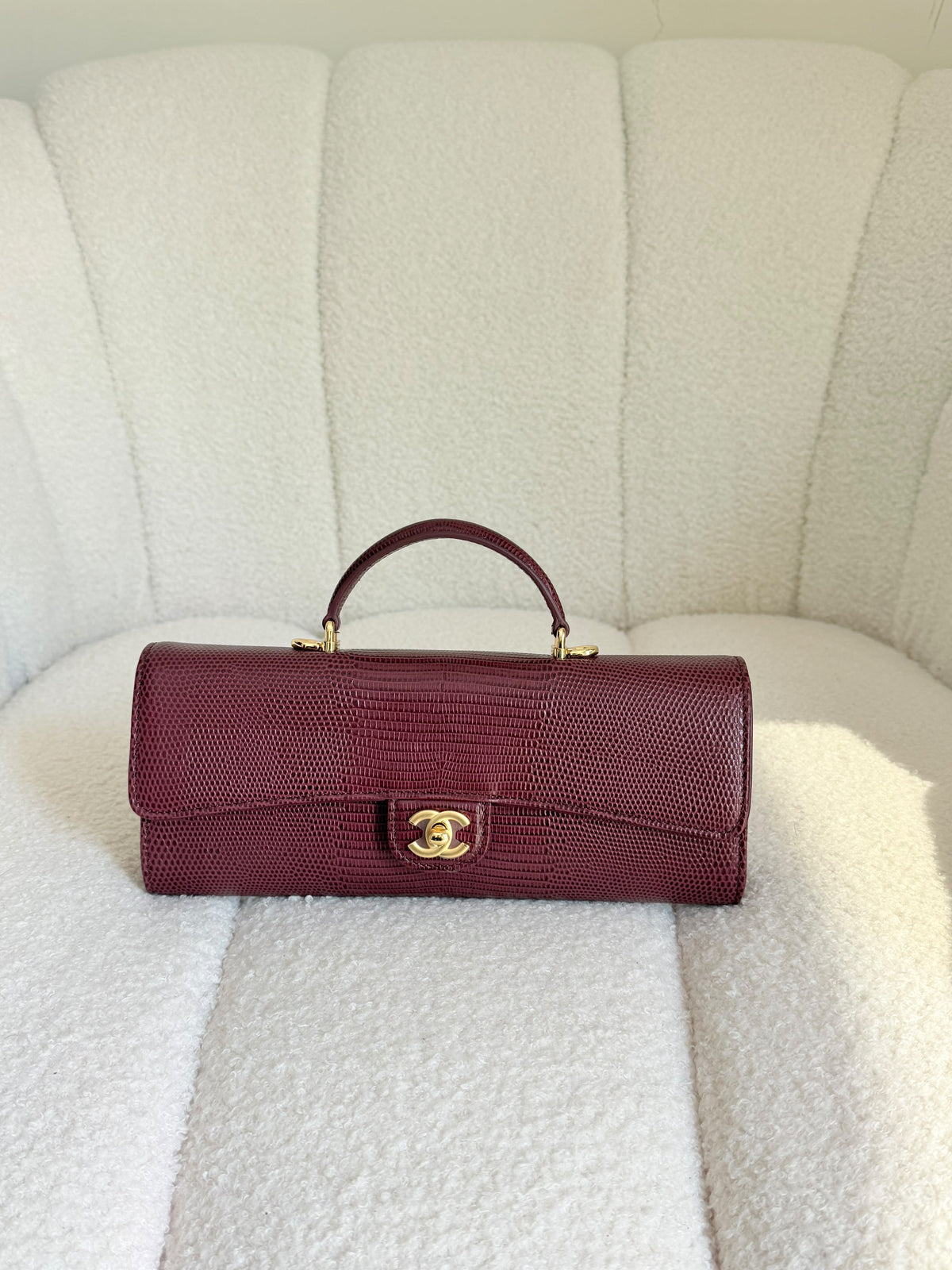 Chanel Clutch Bag With Chain Lizard Embossed - 25 cm