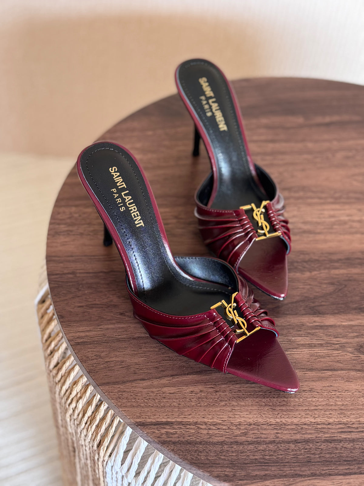 Ysl Babylone 90 Mules in Shinny Leather