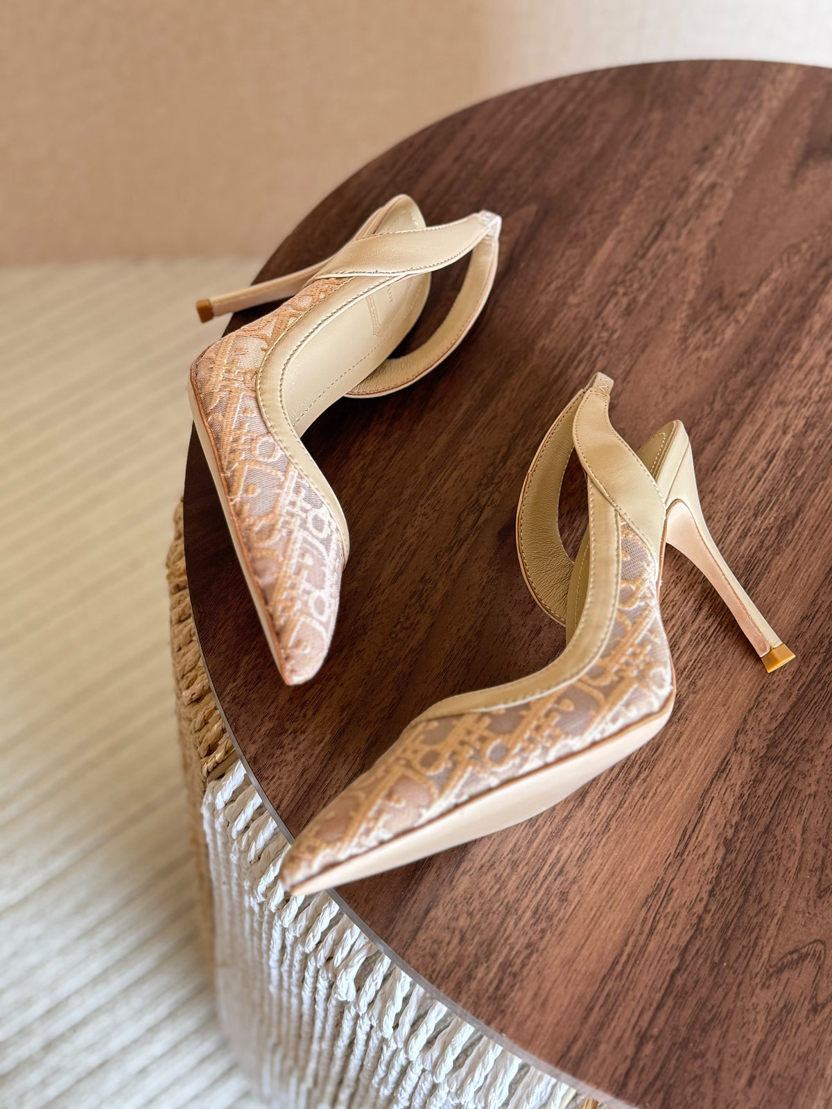 Dior Embroidered Mesh Sligback Sandals