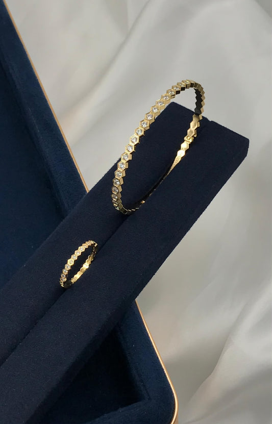 Chaumet Bee My Love Bangle & Ring With Diamond Gold Color