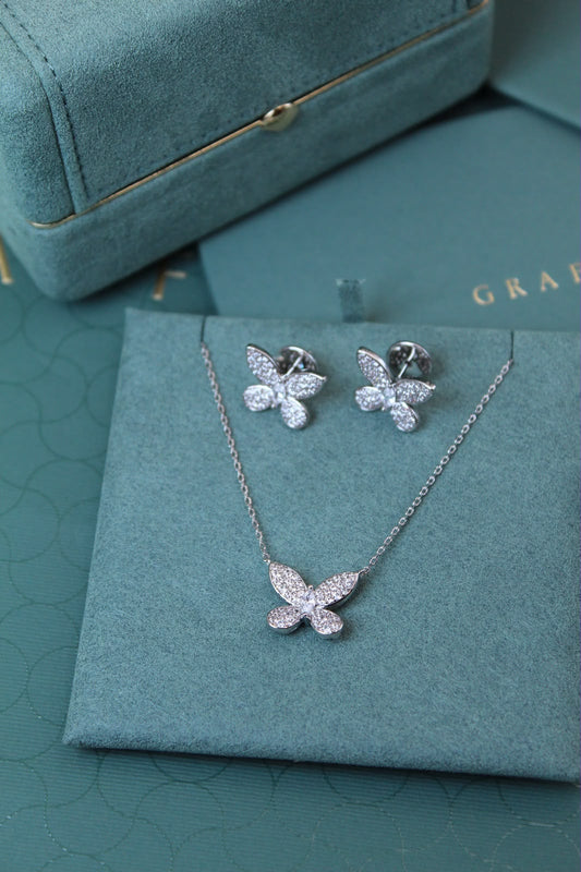 Graff Butterfly Necklace & Earrings (Silver)