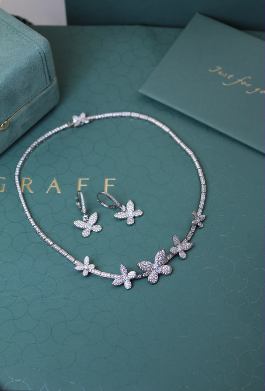 Graff Butterfly Diamond Necklace & Earrings