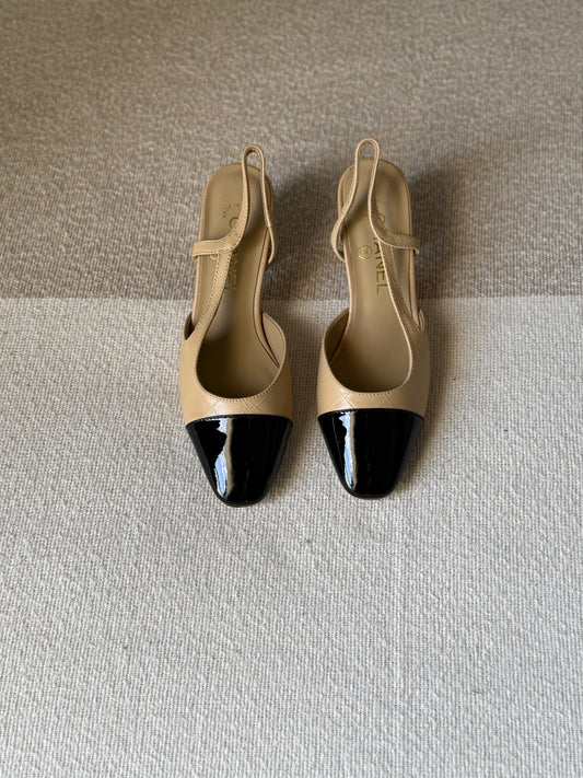 Chanel Slingback Heels In Goatskin Leather