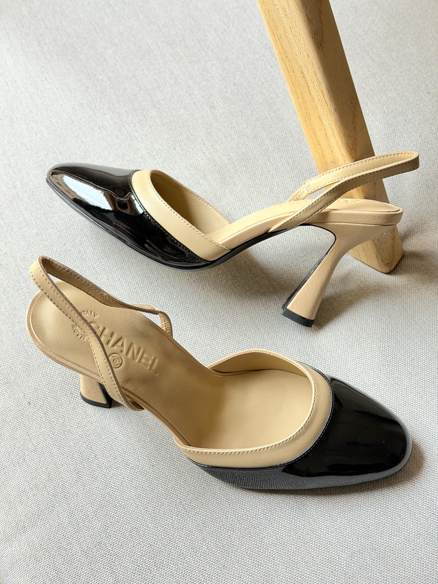 Chanel Slingback Pump With Glossy Black Toe