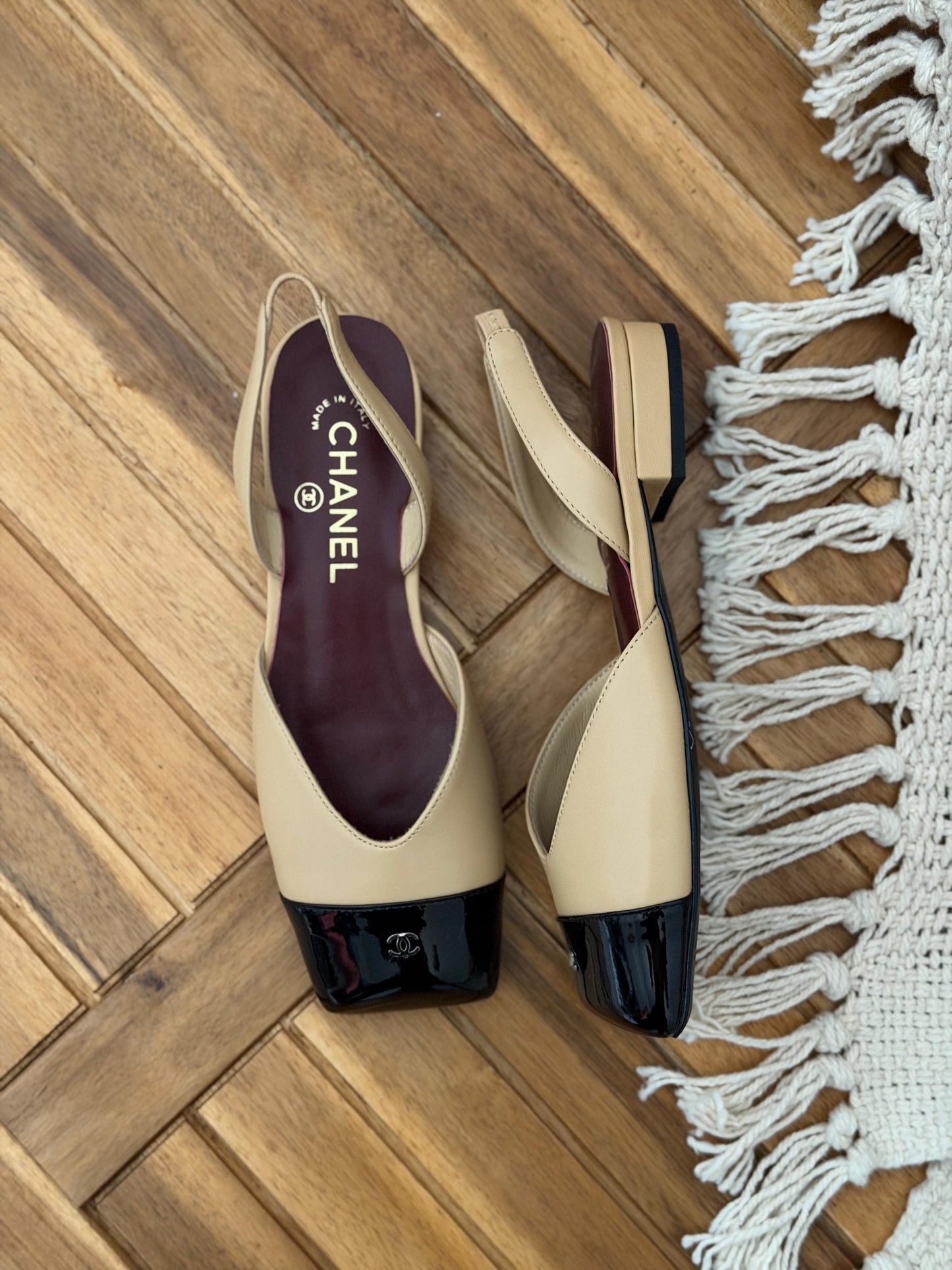 Chanel Singback Sandal Flat 2 Tone