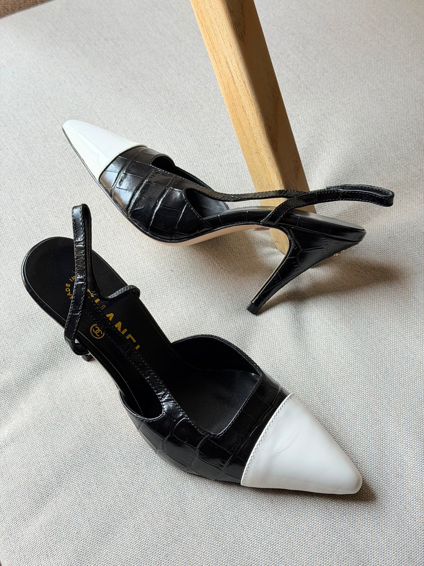 Chanel Slingback Crocodile Embossed Calfskin Pumps