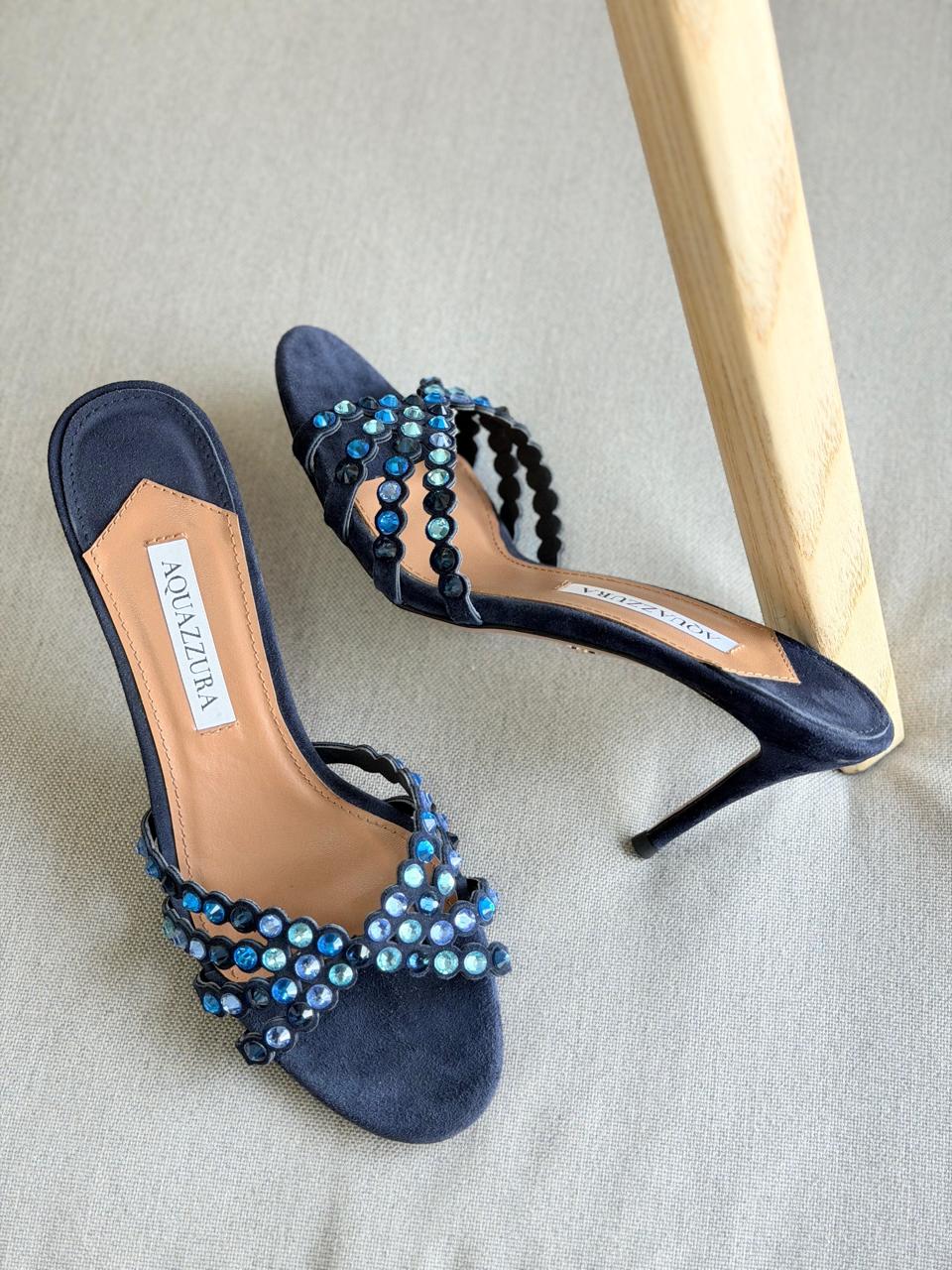 Aquazzura Heel Blue With Diamond