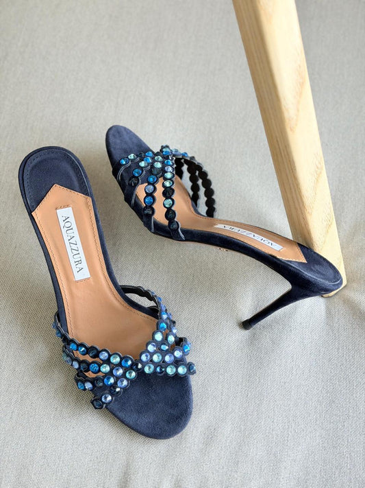 Aquazzura Heel Blue With Diamond