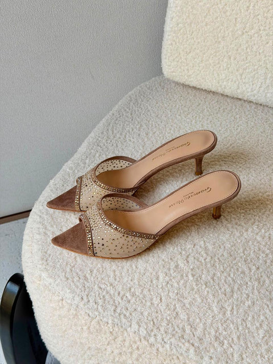 Gianvito Rossi Crystal-Embellished Mules