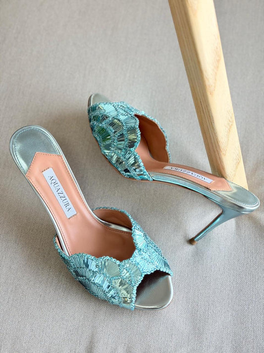 Aquazzura Ce Sior Heels in Metalic Leather