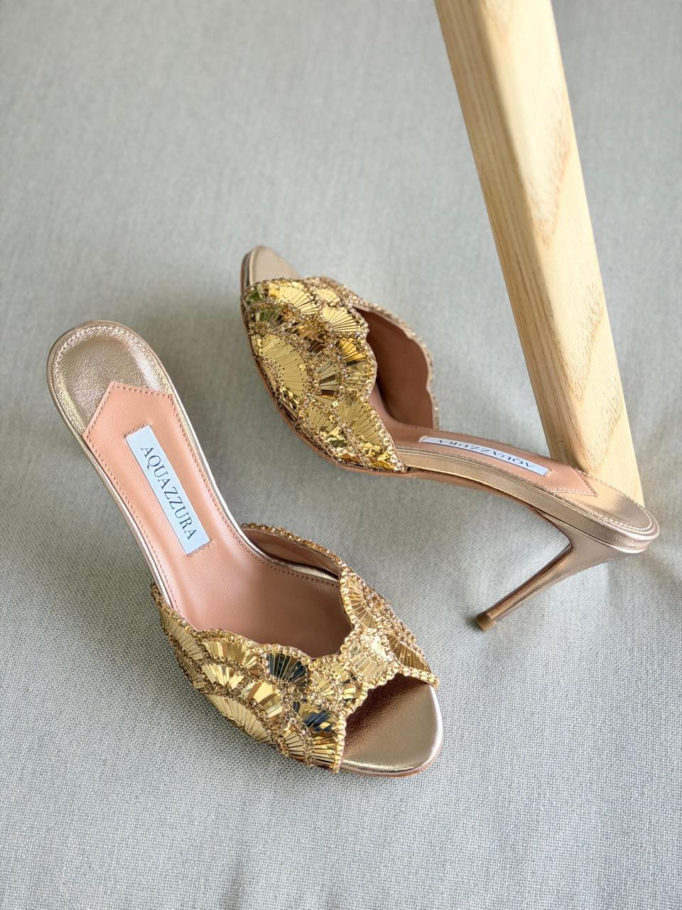 Aquazzura Ce Sior Heels in Metalic Leather