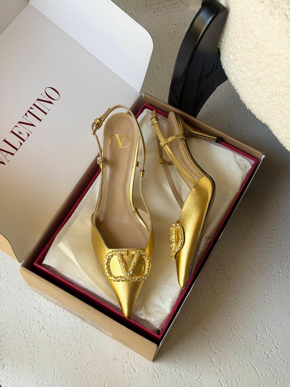 Valentine Garavani VLogo Slingback With Crystal Embellishment