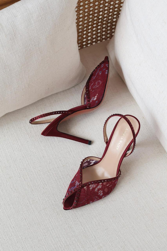 Andrea wazen Katy Heels in Lace & Satin