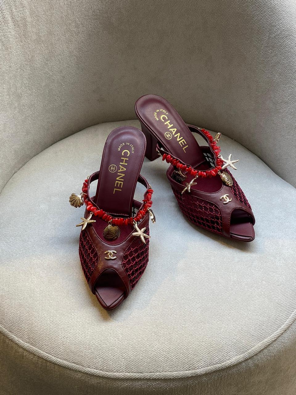 Chanel  Mesh Mules Barter With Shell And Star Fish Motifs