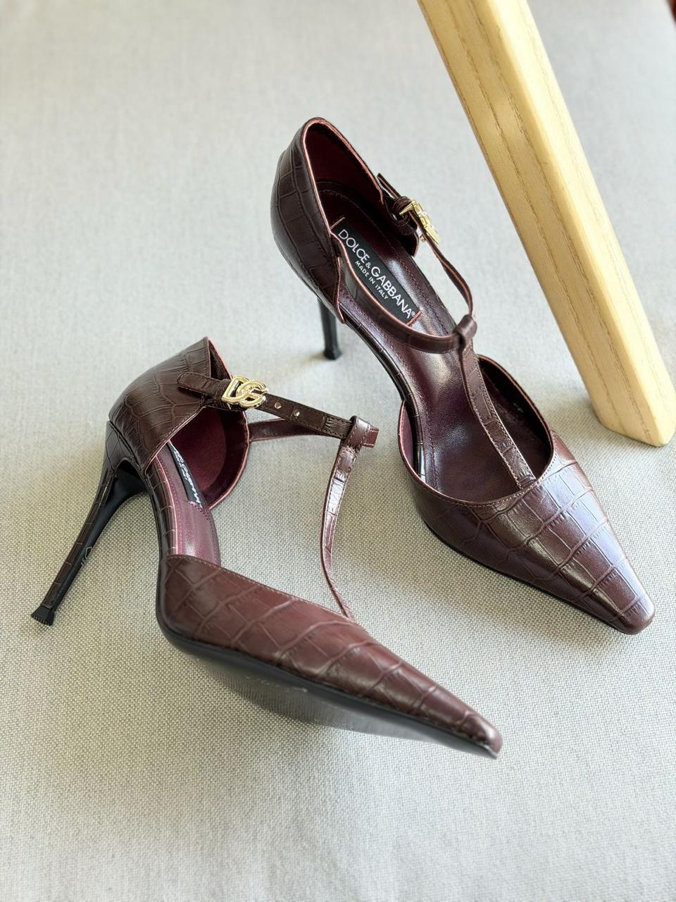 D&G Crocodile Embedded Calfskin Leather Pumps