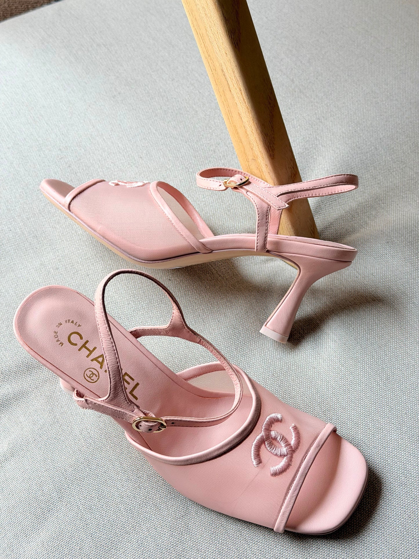 Chanel Heels Open From Front With Net