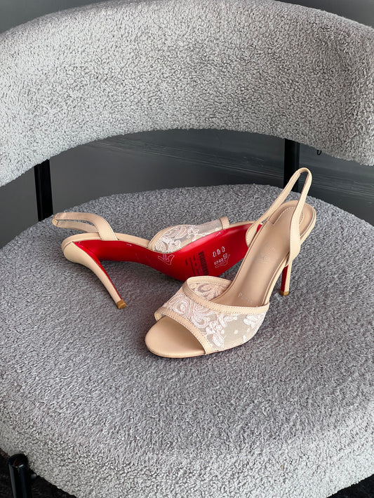 Christian Louboutin Miss Z Lace Slingback Sandals