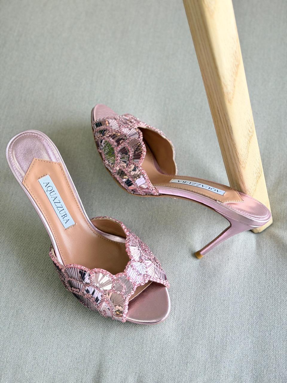 Aquazzura Ce Sior Heels in Metallic Leather